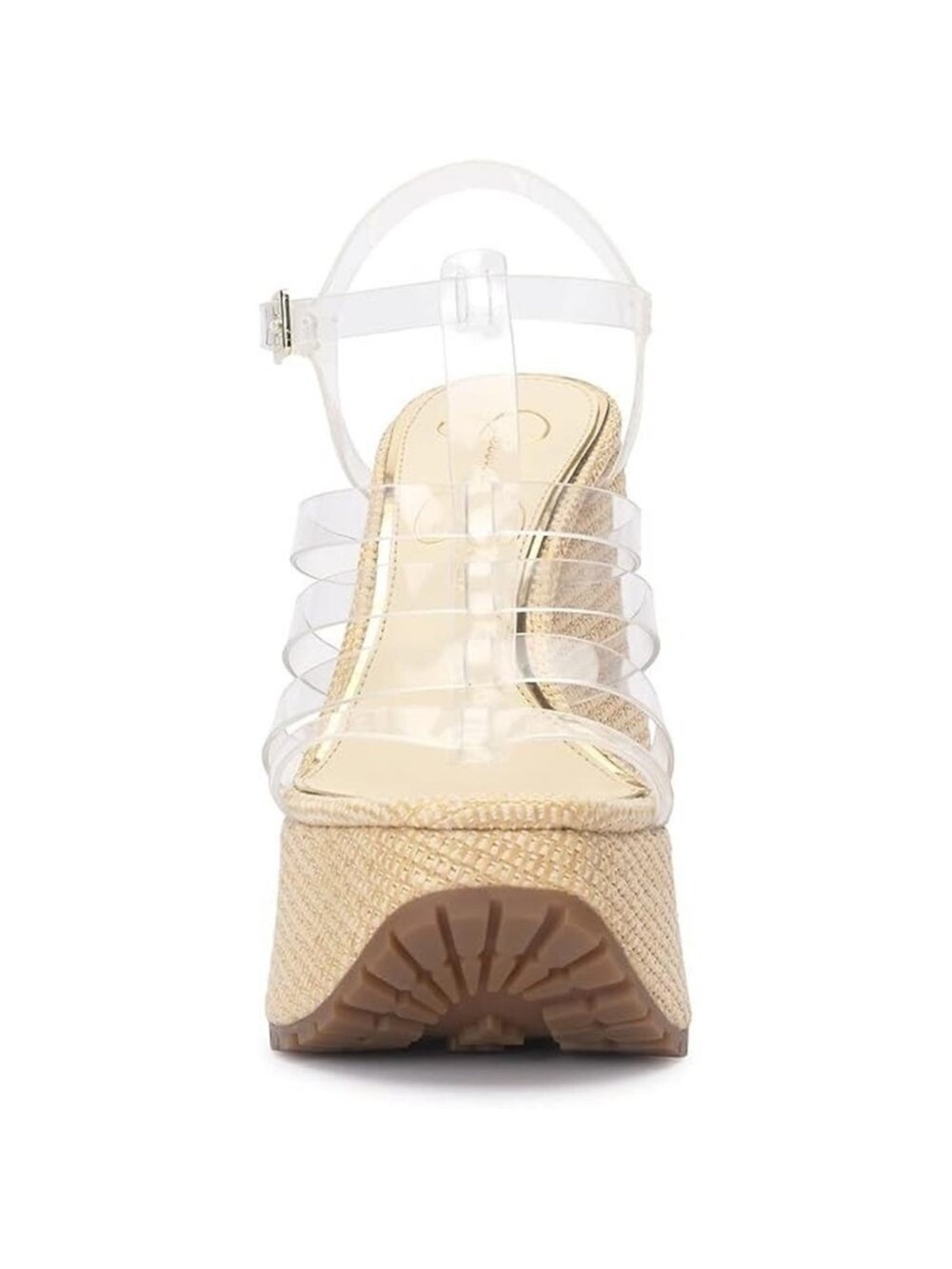 Brand New Jessica Simpson Clear Strap Wedge Sandals in Natural Size 10 - Picture 3 of 16